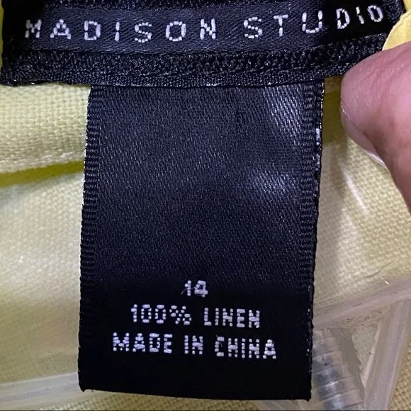 Madison Studios Pale Yellow Green Blazer Jacket Over Shirt size 14 - Picture 9 of 10